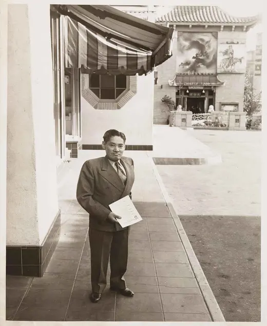 Y.C. Hong in New Chinatown, photograph, 1950s. The Huntington Library, Art Collections, and Botanical Gardens.