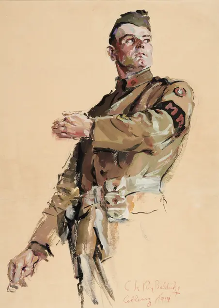 Cyrus Leroy Baldridge (1889–1977), Study of a Soldier, 1919. Gouache and graphite on paper, 19 x 13 3/4 in. © artist or artist’s estate. The Huntington Library, Art Collections, and Botanical Gardens, purchased with funds from the Virginia Steele Scott Foundation.