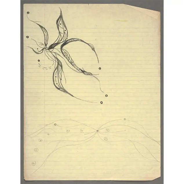 Will Alexander pencil sketches on lined paper