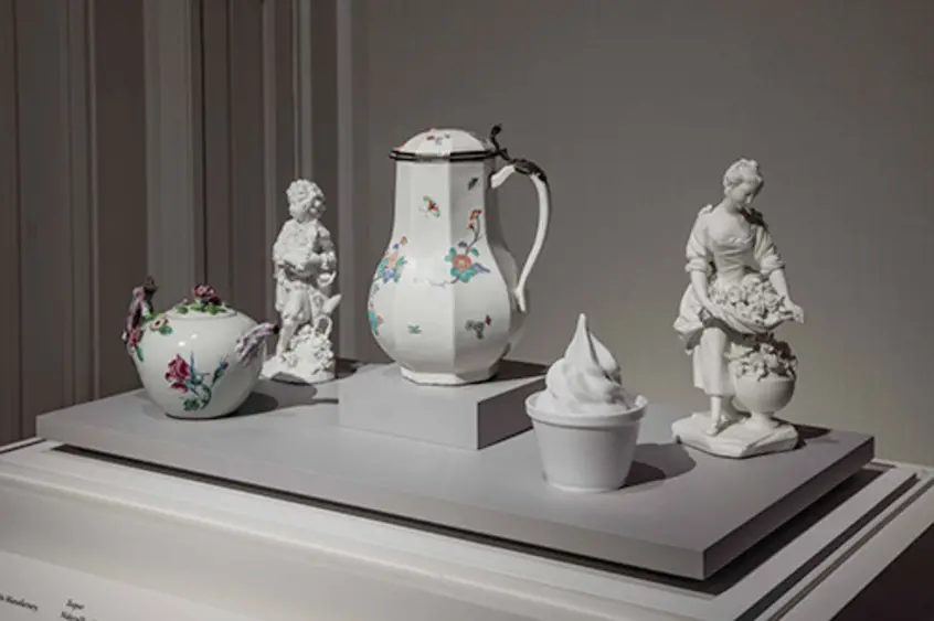 Alex Israel's The Bigg Chill, 2013, among a selection of 18th-century French faience pieces