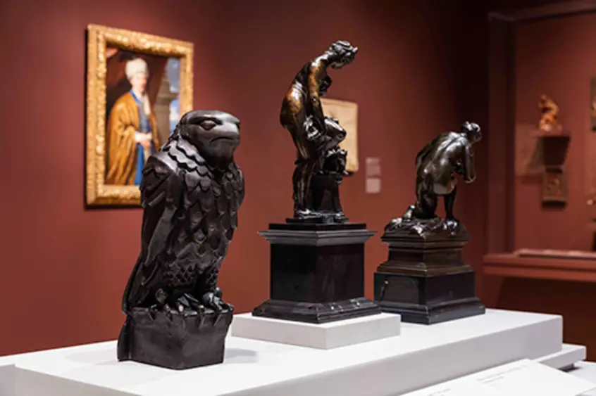 Alex Israel's Maltese Falcon, 2013, among Renaissance bronze sculptures