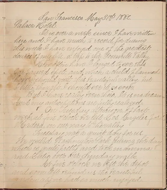 Amy Bridges, manuscript diary entry of Raymond-Whitcomb excursion, May 31, 1882