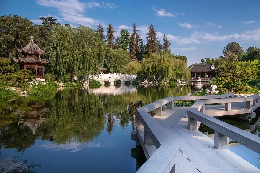 View of the Chinese Garden, where the new art gallery will showcase an exhibition of Chinese calligraphy. The Huntington Library, Art Museum, and Botanical Gardens. Photo by Martha Benedict
