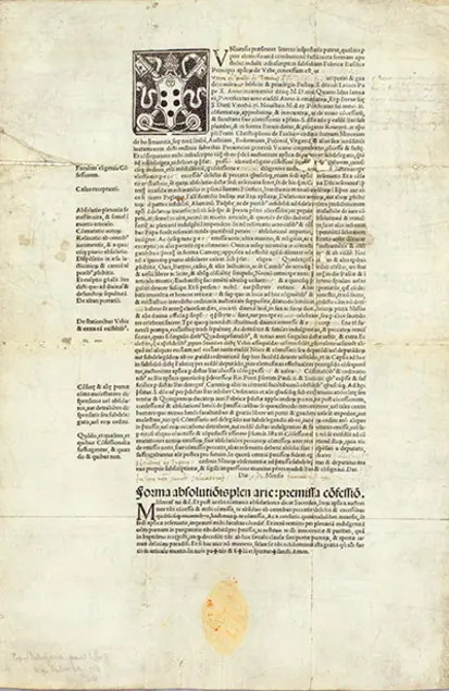 Papal Indulgence issued by Pope Leo X, Florence, 1515.
