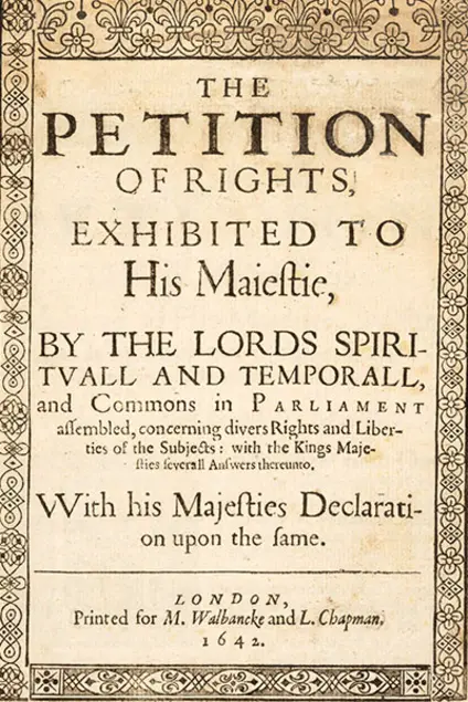 England and Wales Parliament, The Petition of Rights. London, 1642. 