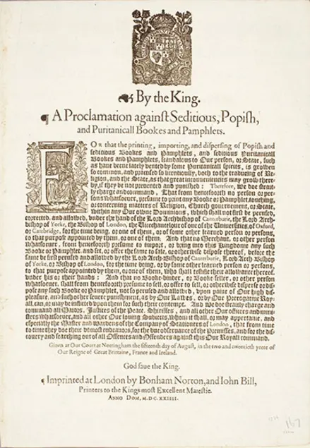 A proclamation against seditious, popish, and puritanicall bookes and pamphlets