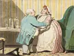 Isaac Cruikshank (British, 1764-1811), Difficult Kiss, 1794, pen and watercolor over pencil, The Huntington Library, Art Collections and Botanical Gardens.