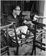 Sam Maloof in workshop with hornback chairs, about 1960. Photo: Alfreda Maloof, courtesy of the Maloof Foundation