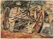 John Minton (British, 1917-1957), Derelict Farm Machinery, 1948, pen and black ink and watercolor, with touches of white heightening.