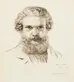 John Brett (British, 1830-1902), Self-Portrait, 1867, pen and brown-black ink over traces of graphite on paper.