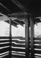 Yasuhiro Ishimoto, David B. Gamble house, northeast sleeping porch detail (Greene and Greene, architects), 1974, gelatin silver print, 10 3/16 x 7 3/16 in. © Kochi Prefecture, Ishimoto Yasuhiro Photo Center