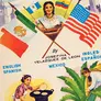 book cover with Mexican and American flags, and people doing tasks