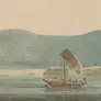 Watercolor painting of sailing vessel 