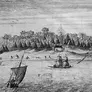 Print of ships sailing to shore