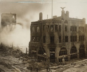 Photo of burned ruins of the Times building