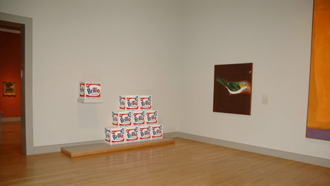Grouping of the Brillo boxes adjacent to Rucha's painting Grouping of the Brillo boxes adjacent to Rucha's painting
