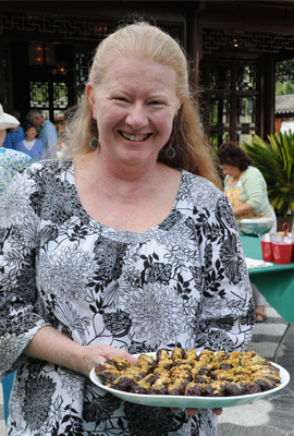 Kitty Connolly with a platter of stuffed dates Kitty Connolly with a platter of stuffed dates