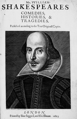 Title page of Shakespeare's first folio edition, 1623 Title page of Shakespeare's first folio edition, 1623