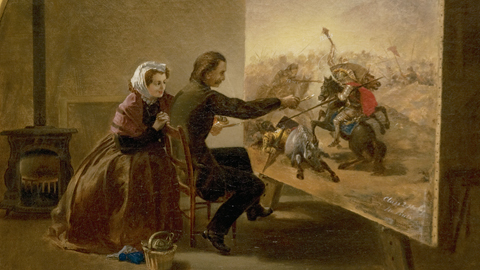 John Harrison Mills, "Artist Painting a Satirical Painting" John Harrison Mills, "Artist Painting a Satirical Painting"