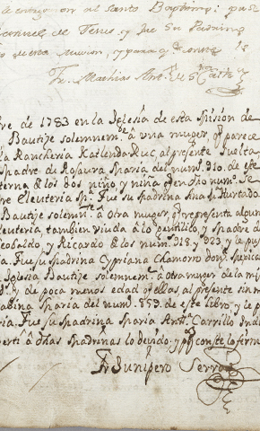 serraD Baptismal register from Mission San Carlos
