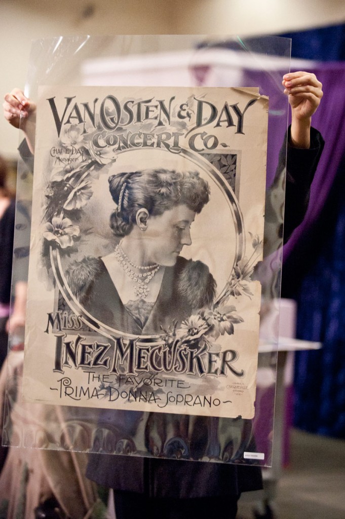 Among the Huntington posters on view was Miss Inez Mecusker, The Favorite Prima Donna Soprano (date unknown), from the Jay T. Last Collection of Lithographic and Social History.