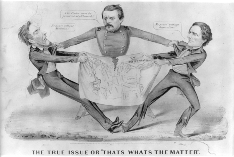 Currier & Ives, “The True Issue or ‘That’s What’s the Matter,’ ” ca. 1864. Huntington Library, Art Collections, and Botanical Gardens. Currier & Ives, “The True Issue or ‘That’s What’s the Matter,’ ” ca. 1864. Huntington Library, Art Collections, and Botanical Gardens.