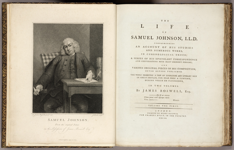 Frontispiece and title page of James Boswell’s Life of Samuel Johnson, 1791 Frontispiece and title page of James Boswell’s Life of Samuel Johnson, 1791