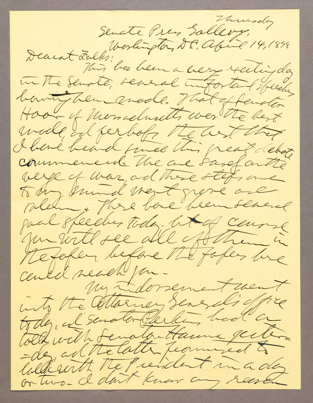 One of the letters from the papers of Henry Z. Osborne (1848–1923), businessman, newspaperman, and congressman from California. Huntington Library, Art Collections, and Botanical Gardens.