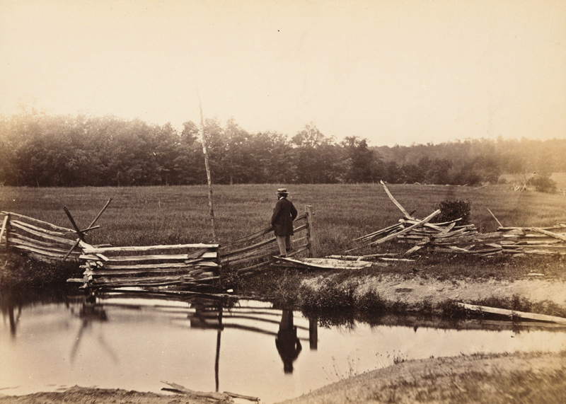 Wheatfield in Which General Reynolds Was Shot, Gettysburg, July 1863; printed later. Albumen print; 6 x 8 3/8 in. Attributed to Egbert Guy Fowx (born ca. 1821) for Mathew B. Brady (1823–1896). Huntington Library, Art Collections, and Botanical Gardens.