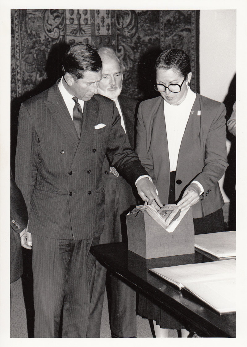 Huntington curator Mary Robertson and Prince Charles