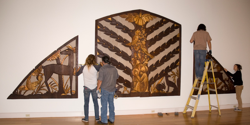 The newly installed screen by Sargent Claude Johnson in the Virginia Steele Scott Galleries of American Art.