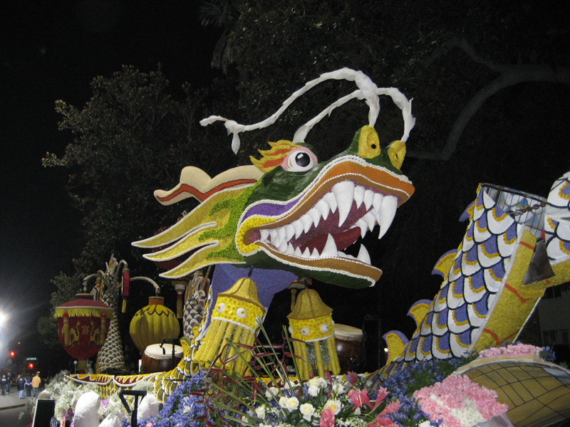 In a photo from the 2011 parade, floats arrive in the formation area late on New Year's Eve.