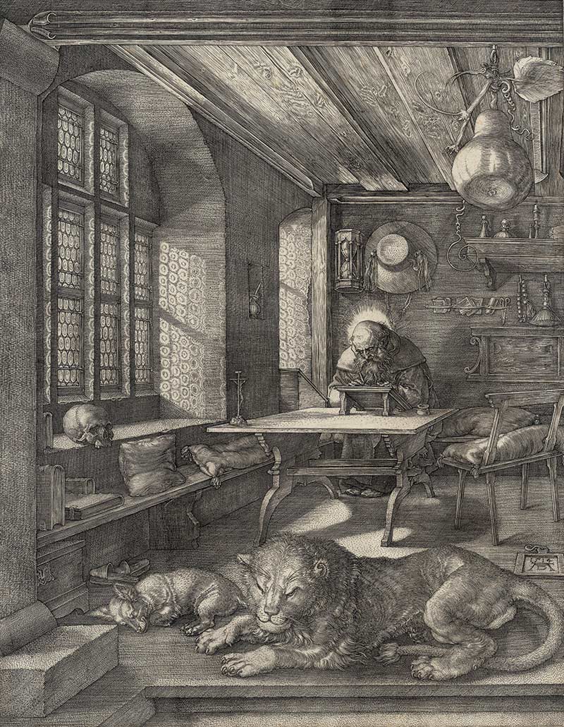 St. Jerome in His Study, 1514, engraving. The Huntington Library, Art Collections, and Botanical Gardens, Edward W. and Julia B. Bodman Collection.