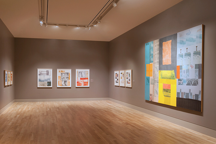 The reopening of the Virginia Steele Scott Galleries of American Art includes new installations of works from The Huntington collection, including Robert Rauschenberg’s Global Loft (Spread) (1979), at right. It is featured in this room with loans from the Rauschenberg Foundation. Photo by Tim Street-Porter.