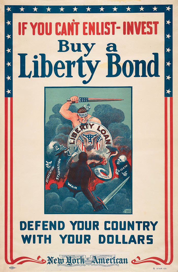 If You Can't Enlist—Invest / Buy a Liberty Bond, United States, ca. 1918, Winsor McCay (ca. 1867–1934), color lithograph. The Huntington Library, Art Collections, and Botanical Gardens.