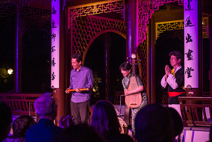 The three performers take a bow at the conclusion of the concert.