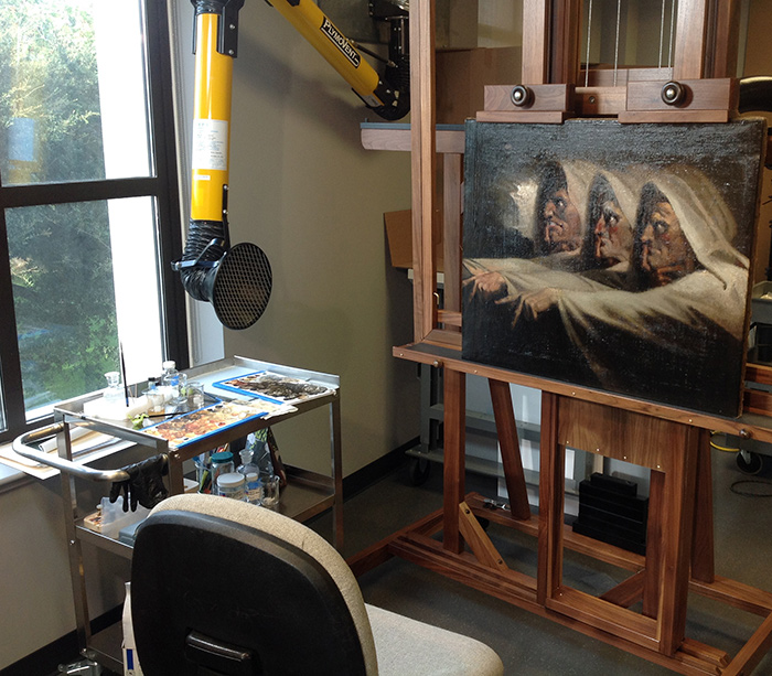 New painting acquisitions needing care now make a stop in The Huntington's conservation lab before being put on view. In the case of The Three Witches, there was more than met the eye.