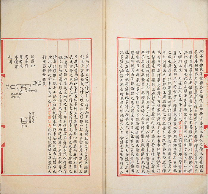 The diagram on this page, the only one in The Huntington’s volume, is meant to illustrate to the prince the appropriate ceremony used when establishing a school.