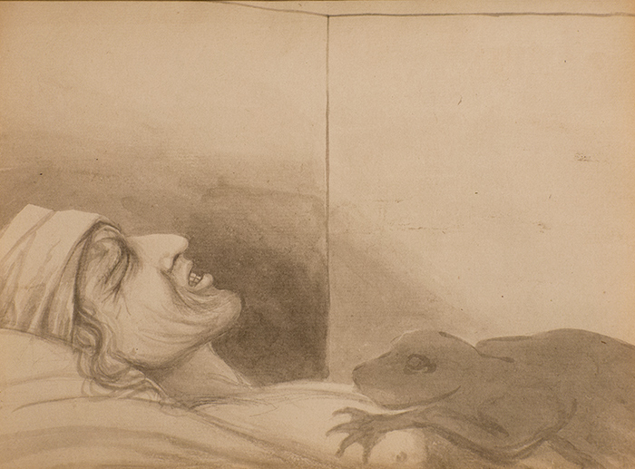 George Romney (British, 1734-1802), page from Sketchbook, 1796 [?], graphite, ink and wash. Huntington Library, Art Collections, and Botanical Gardens. On view in "Eccentric Visions: Drawings by Henry Fuseli, William Blake, and Their Contemporaries" through March 16, 2015.
