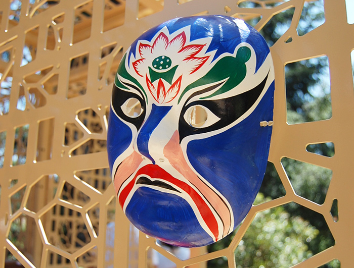 A Beijing opera mask adds drama to the cart.