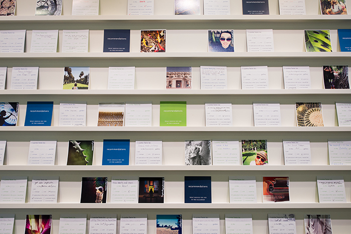Instagram shots snapped by visitors and tagged #AtTheH may show up on this wall, along with handwritten tips. 