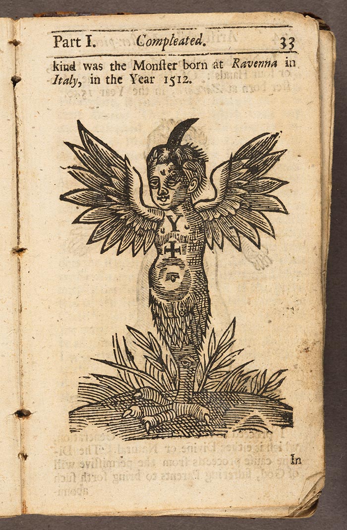 At times, the Masterpiece is a bit like a fly in amber, preserving Renaissance ideas into the 19th and 20th centuries. This winged figure, the text tells us, was born in Ravenna, Italy, in 1513. Such monstrous images offered readers a thrill of horror and became something of a trademark for the work. The Huntington Library, Art Collections, and Botanical Gardens.