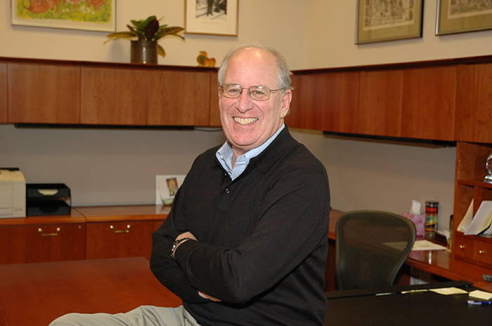 Steve Koblik, in 2009, seated in his office at The Huntington, where he has served as president since 2001. Photograph by Lisa Blackburn.