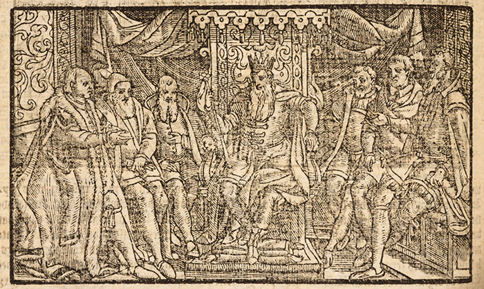 Illustration of King John and the barons at Runnymede from Raphael Holinshed’s Chronicles of England, Scotland, and Ireland, 1577. The Huntington Library, Art Collections, and Botanical Gardens.