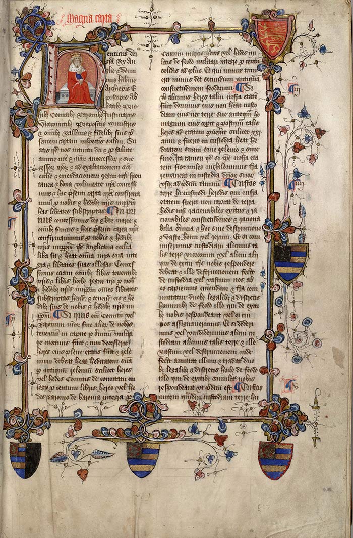 The Magna Carta reissued in 1225, Statutes. England, 15th century. The Huntington Library, Art Collections, and Botanical Gardens.