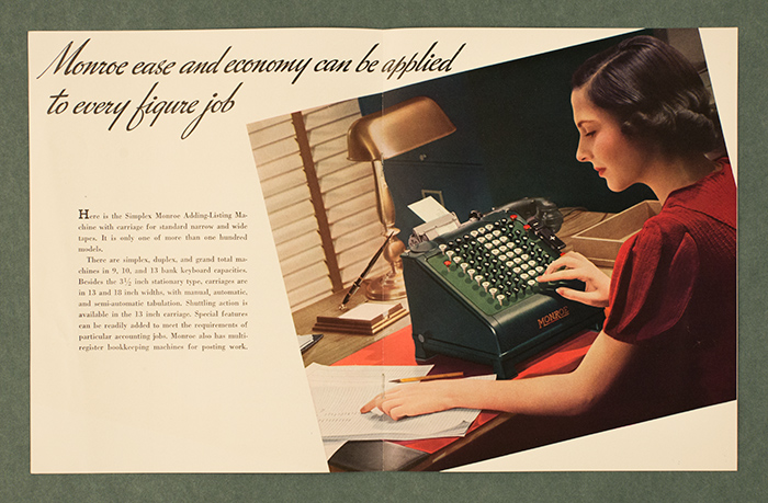 A 1920s advertisement for a calculating machine. Ever more sophisticated machines eventually replaced human computers. The Huntington Library, Art Collections, and Botanical Gardens.