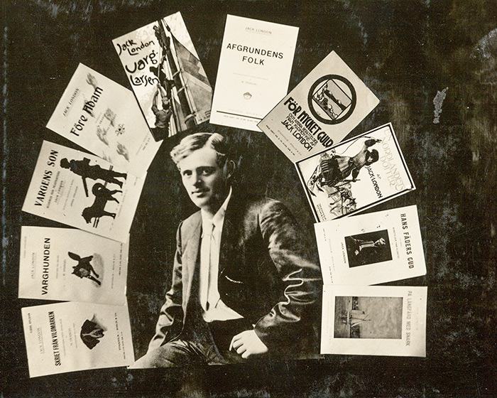 The world-famous author Jack London is surrounded by translations of his books. London was the first American author to earn $1 million. The Huntington Library, Art Collections, and Botanical Gardens.
