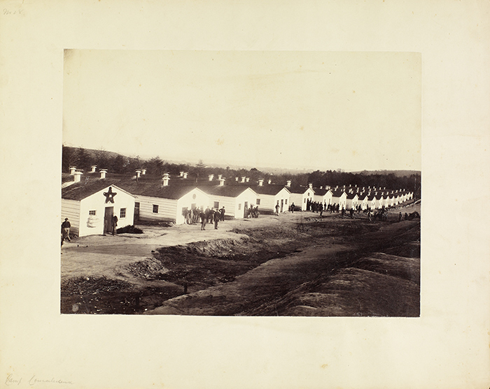 Camp Convalescence, Alexandria, Virginia. Jan. 1864. Albumen print. Photograph by Andrew J. Russell (1829–1902). The Huntington Library, Art Collections, and Botanical Gardens.