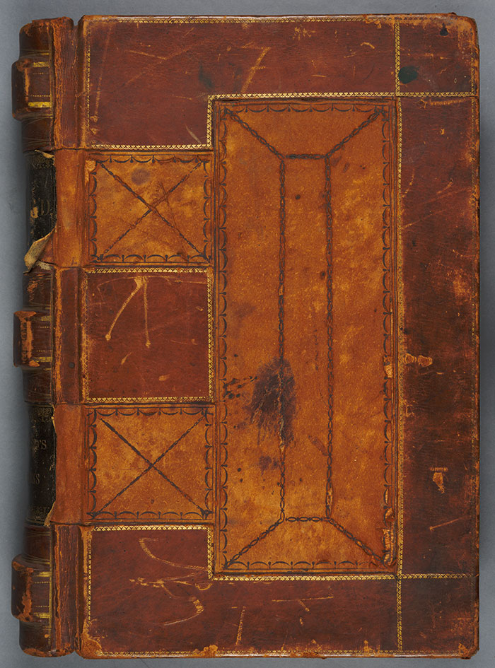The front cover of John R. Kelso’s oversized manuscript, bound like an enormous Bible, containing 800 pages of his handwriting. The Huntington Library, Art Collections, and Botanical Gardens.