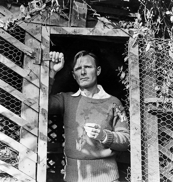 Christopher Isherwood in Santa Monica, ca. 1950. Photo by William Caskey. The Huntington’s Isherwood collection includes literary drafts, diaries and journals, photographs, audio and videotapes, and letters from many authors, including W. H. Auden, Truman Capote, E. M. Forster, Somerset Maugham, Stephen Spender, Gore Vidal, and Tennessee Williams. The Huntington Library, Art Collections, and Botanical Gardens.
